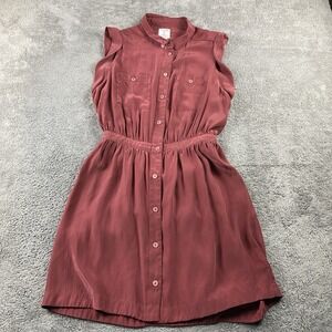 Yellow is Gold by Sunshine & Shadow Open-Back Shirtdress Women Medium Red Silk